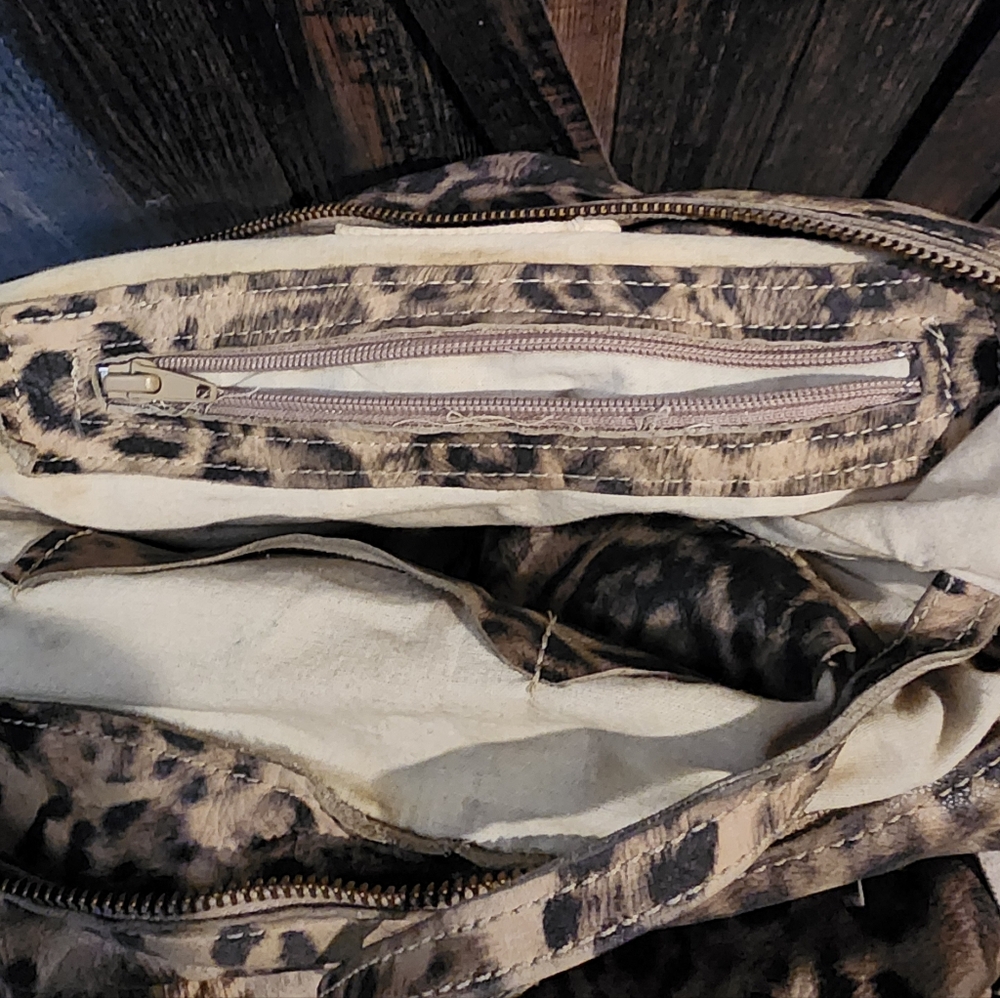 Leather Leopard Print Fringe Women's Bag - Picture 10 of 16
